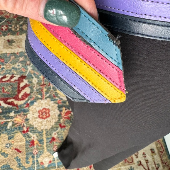 Colorful Striped Wide Faux Leather Belt main image 8